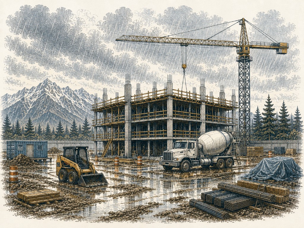 Construction Rain Delay — engraving